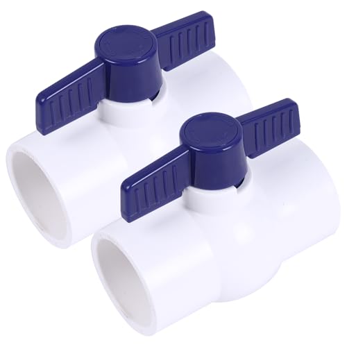 TAOKIHAI 2 Pack 1-1-2 PVC Ball Valve, SCH40 Slip Water Pipe Valve T-Handle Shut-Off Valve Socket, Ball Valve 1-1-2inch for Swimming Pool, Sprinkler Lines, Outdoor Plumbing & Irrigation System