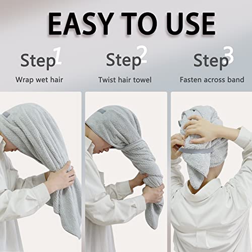 Chloven Jumbo Large Microfiber Hair Towel Wrap For Women,Anti Frizz Hair Drying Towel With Elastic Strap,Super Absorbent,Ultra-Soft Extra Large Hair Wrap Towels,Fast Drying Hair Turbans For Wet Hair #TOP4