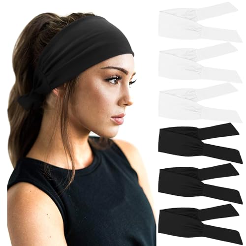 DRESHOW 6 PCS Adjustable Headbands for Women Knotted Headbands Elastic Non-Slip Fashion Hair Bands for Workout Sports Running Yoga