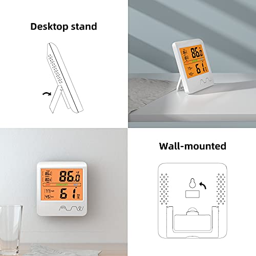 4" Backlight Screen Hygrometer Indoor Thermometer Temperature And Humidity Room Thermometer Humidity Gauge Indicator For Home Office Greenhouse Cellar Babyroom #TOP3