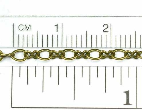 Chainologie Antique Brass Chain_#21: 3x3.5mm Modified Flat Peanut/Oval Link Cable Chain (per 25-Foot Spool)