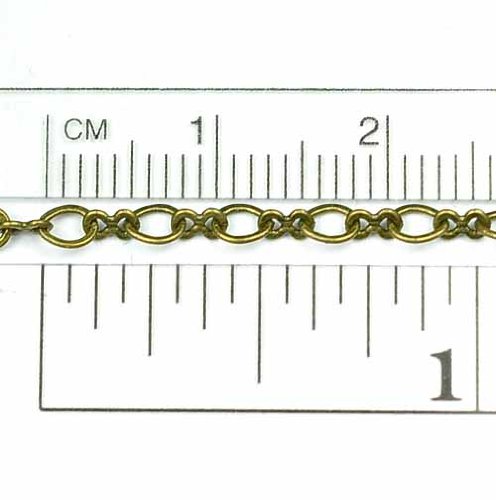 Chainologie Antique Brass Chain_#21: 3x3.5mm Modified Flat Peanut/Oval Link Cable Chain (per 25-Foot Spool)