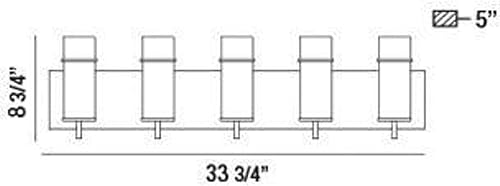 Miniatura 2 de Eurofase 34136-044 Pista - Moderno cilindro de vidrio transparente para baño, montaje en pared, con clasificación húmeda, 5 luces, 300 vatios en