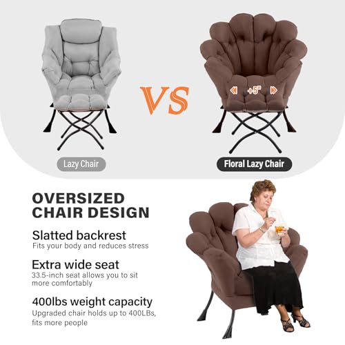 Sillón plegable cómodo floral Marrón oscuro miniatura 4