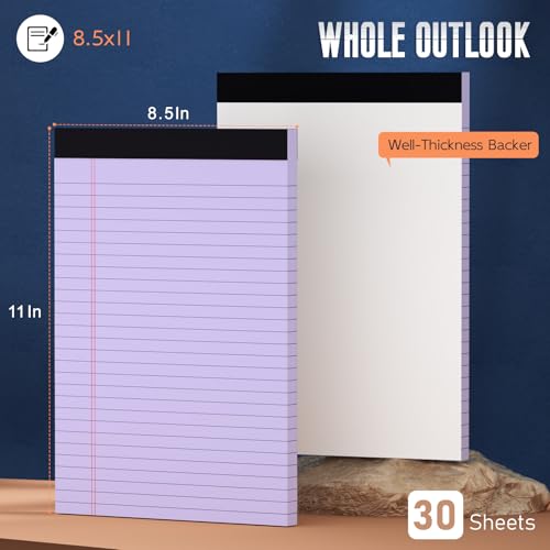 Image of Purple Legal Pad 8.5 x 11 Wide Ruled Note Pads, 3 Pack Notepads 8.5 x 11