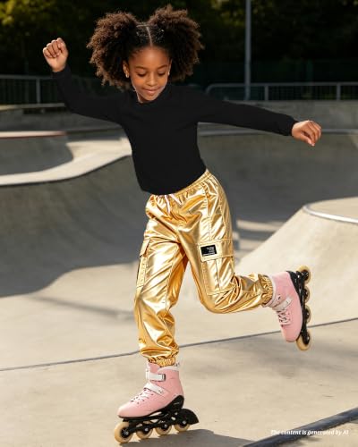Image of Betusline Girls 2 Piece Summer Outfits,Kids Casual Short Sleeve Crop Top & Cargo Jogger Pants Sets,4T-14Y