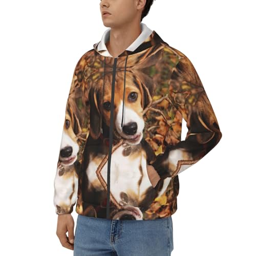 Sweat à capuche homme manches longues Beagle contre le froid style décontracté - 2