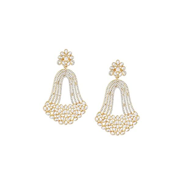 Zaveri Pearls Antique Gold Tone Austrian Diamonds & Kundan Indi-Western Dangle Earring-ZPFK10152 For Womens