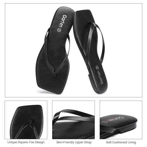 Image of Flip Flops for Women Comfortable Square Toe Casual Beach Sandals Summer Outdoor and Everyday Wear