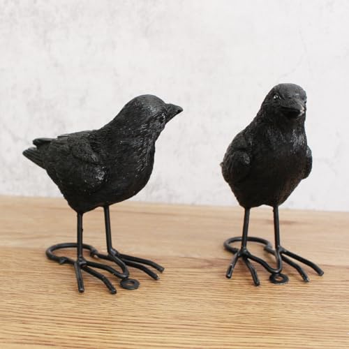 Jarpsiry JARPSIRY-240521-25 Set Of 2 Crow Statues Outdoor Decor For Tree thumb #4
