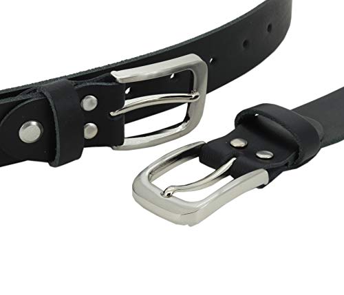 Vascavi Ledergürtel, 3 cm breit, Made in Germany, echt Leder Gürtel für Damen und Herren, kürzbar (80 cm Gesamtlänge 90 cm, Schwarz)