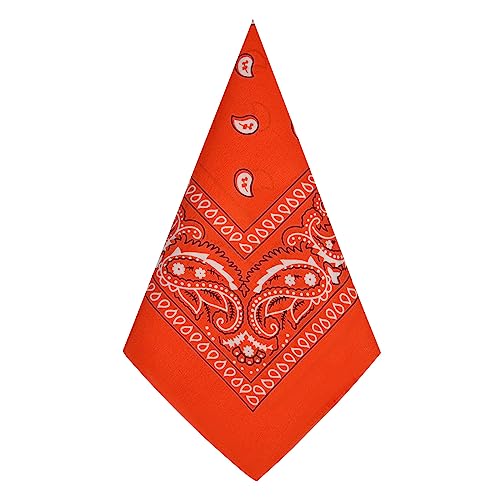 Aomig Bandana Herren Damen, Premium Halstuch Kopftuch, Unisex Tuch Bindetuch, Paisley Muster Headwear Haar Schal Ansatz Handgelenk Kopf Biker, Orange (55 x 55 cm)