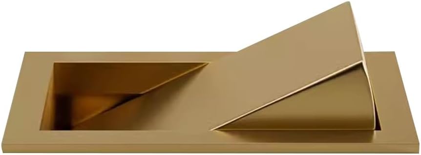 zktoermn Waste Chute Wastebasket Cover, Swing Trash Can Lid, 304 Stainless Steel Balance Flap Cover, Stainless Steel Trash Grommet, Countertop Establish-in Trash Bin Balance Flap CoverGold