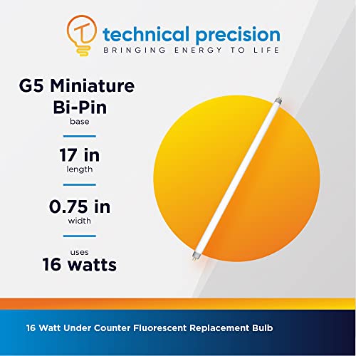 16W T4 Fluorescent Light Bulbs 17 Inch Replacement For Furnlite Fc-952T4 Light Bulb By Technical Precision - 3000K Warm White Under Counter Fluorescent Light Bulb - G5 Mini Bi Pin Base - 1 Pack #TOP5