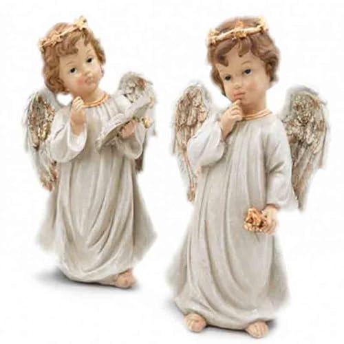 BIGIEMME angelo in resina con luce 26 cm 721156 mod. assortiti e casuali angioletto decorativo luminoso per allestimenti natalizi idea regalo festività