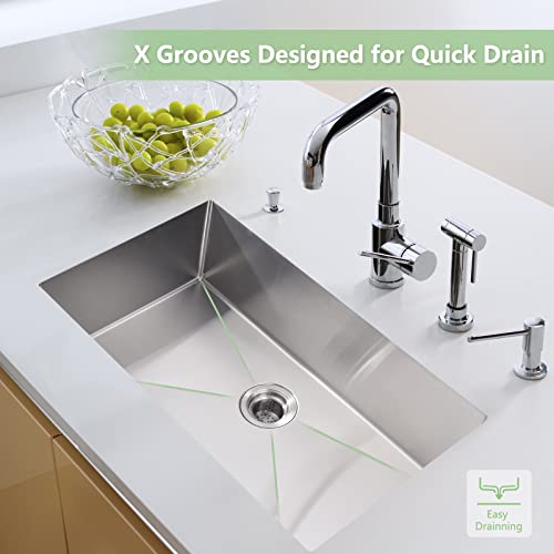 Homfan 32 Inch Kitchen Sink For Single Bowl,Undermount Kitchen Sink Stainless Steel Sink 16 Gauge Kitchen Sinks With Accessories, Easy Drain And Low Noise 32" X19" X10" (Brushed Nickel) #TOP4