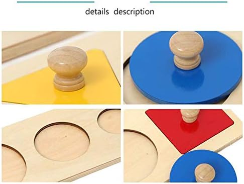 Adena Montessori Colorful Multiple Shape Puzzles Toys for 6-12 Months 1 Year Old Toddler Babies First Shapes Geometric Jumbo Knob Wooden Puzzle Color Sorter (3 Pieces) 3 Pieces image 6