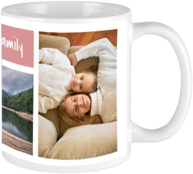 Custom Mate Taza de café personalizada con fotos, imágenes y texto (foto clásica 3 con texto) blanco y negro COFMUGWH11 0