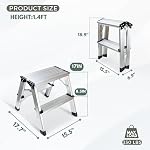 2 Échelle d'étape, petite échelle d'étage pliant, tabouret d'escalier en aluminium, Ultra Léger avec des pédales larges par Glosiory, Tabouret en métal pour maison, cuisine, RV, SUV, Garage, 330lbs