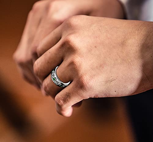 US Jewels Men's 925 Sterling Silver Simulated Emerald Spinner Ring2