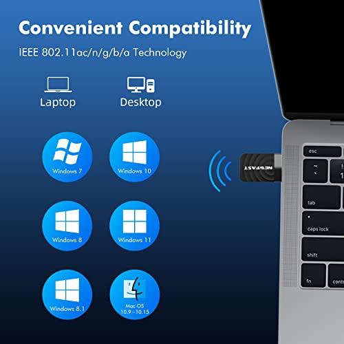 Newfast Ac1300 Usb Wifi Adapter Mu-Mimo Wireless Network Adapter For Desktop Pc 2.4Ghz/ 5Ghz Usb3.0 Wifi Dongle Wireless Adapter For Windows 7/8/8.1/10/11 Macos 10.9-10.15 #TOP3
