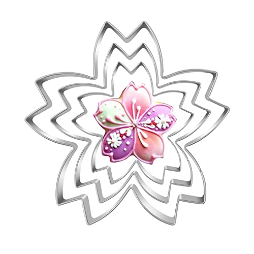3 Pack iKCABam Cookie Cutters 4” & 3” & 2” Sandwich Pancake Mousse Cake Biscuit Fondant Cutters Molds Shapes for Holiday Celebration Christmas Birthday Party (Flower Sakura)