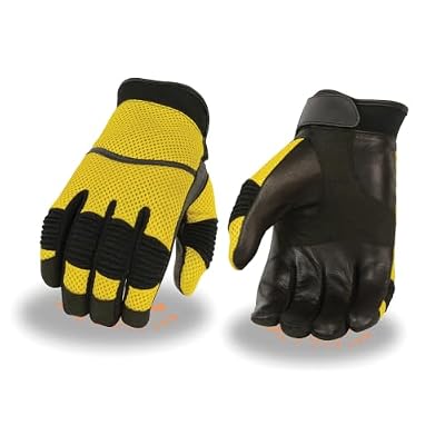 Yellow Mesh & Black Leather Motorcycle Gloves by Milwaukee Leather