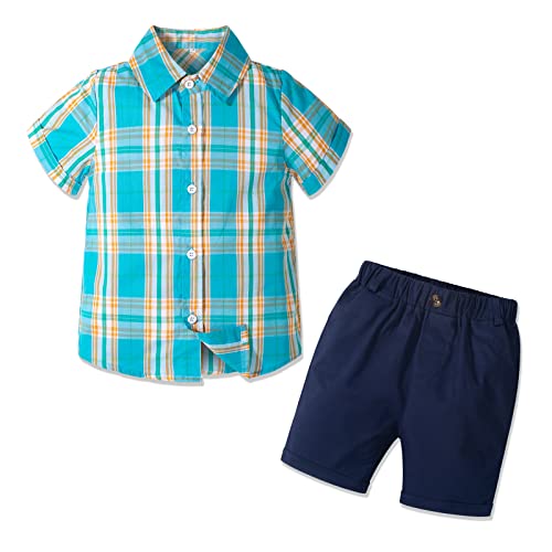 Nwada Toddler Boy Clothes Dress Suit with Bow Tie Shirt, Suspender Short Pants, Baby Gentleman Outfit for Summer