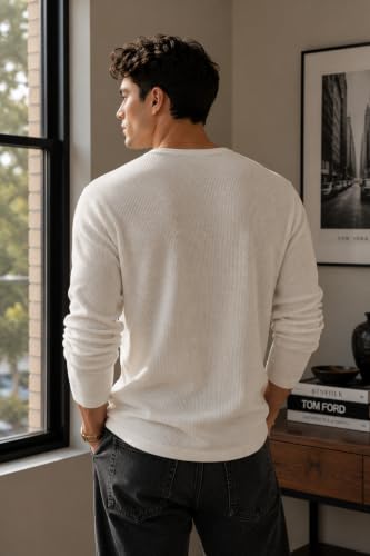 Image of NETCLICK Men's Textured Fabric Solid Half-Open Collar T-Shirt | Full Sleeve, Casual