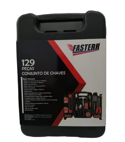 Kit Jogo de Ferramentas 129 Peças com Maleta Fasterr Conjunto de Chaves