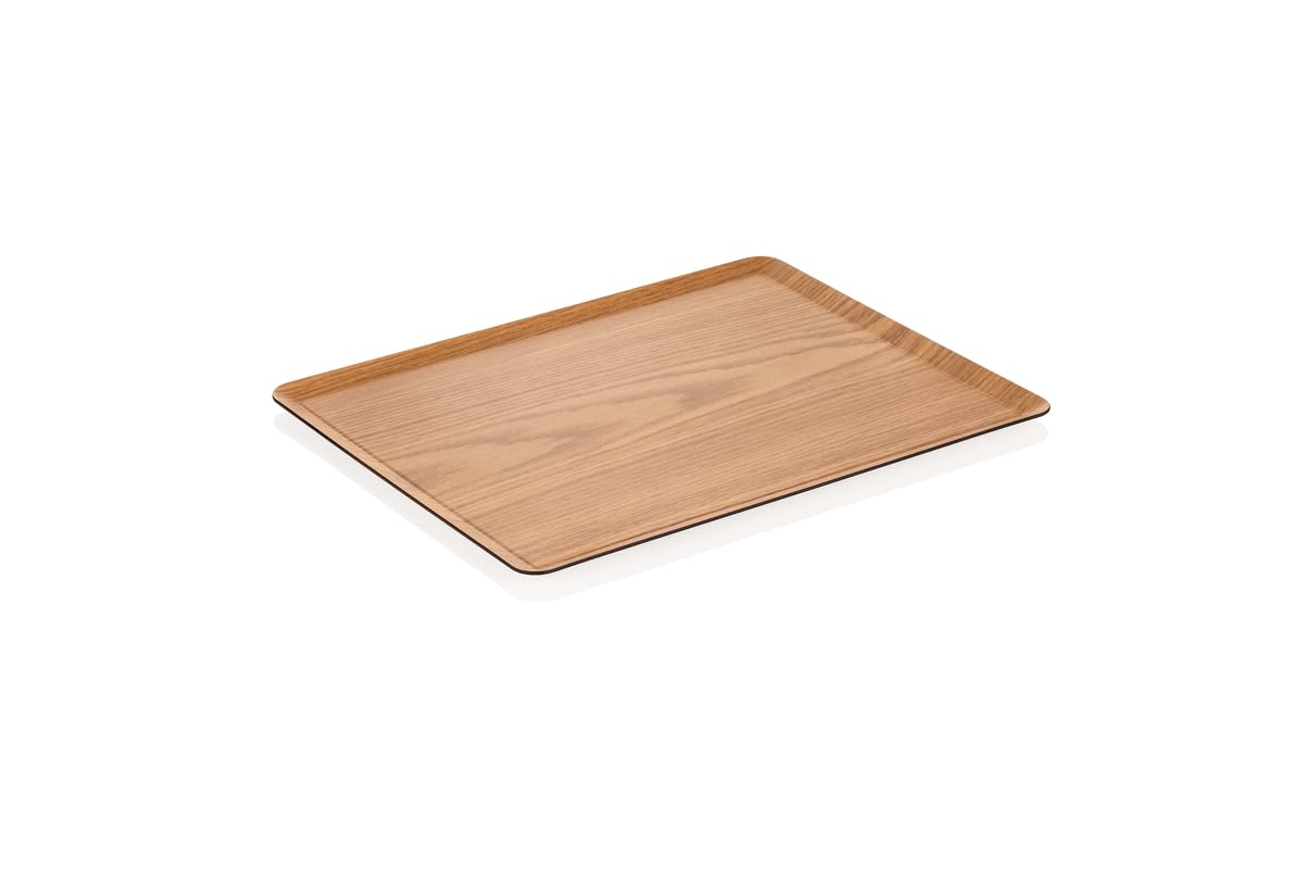4 bandejas antideslizantes para gastro, aspecto de madera, diseño escandinavo, rectangular, 32 x 23,5 x 1,5 cm