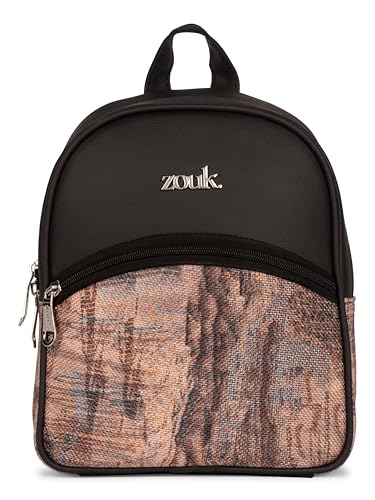Image of ZOUK Dalila Mini Daypack | Stylish Small Backpack for Women | Compact | Bag for Girls | Daily College Use | Travel Day Pack | Vegan Leather | Handcrafted | Water-Resistant