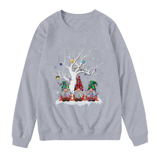 Sweatshirt femme gris XXL pull décontracté ample à manches longues - 3