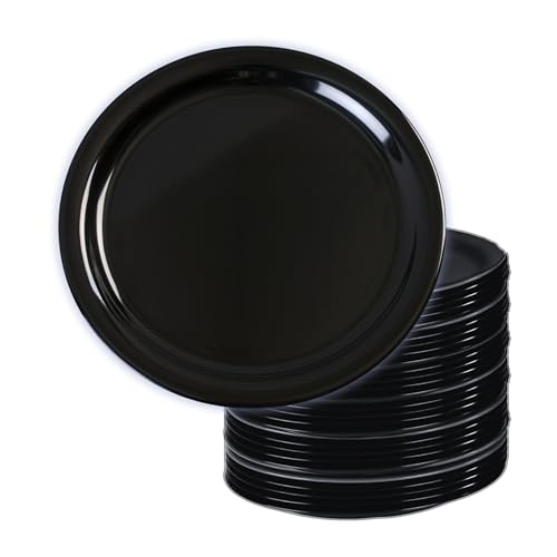 Carlisle FoodService Products CFS KL20003 Kingline Melamine Dinner Plate, 8.92 Diameter x 0.77 Height, Black (Case of 48)