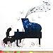 Blue Star Piano Girl Wall Sticker Papillon Fleur Décoration de La Maison Chambre D'enfants Chambre Pépinière Fond Mural Art Decal Autocollant 50cm * 70cm