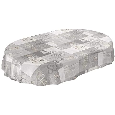 ANRO Mantel de Hule para Mesa Lavable Ovalado 180 x 140 cm Cover