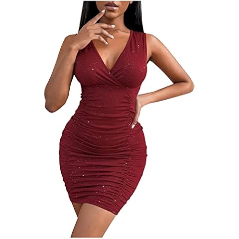 Women's Elegant Ruched Bodycon Midi Dress Cover