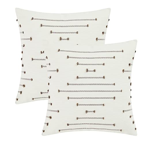 Gigizaza Grey Boho Pillow Covers 18X18,Set Of 2,Cotton Linen Decorative Throw Pillow Covers For Coush Sofa Square Pillow Cushion Case #TOP3