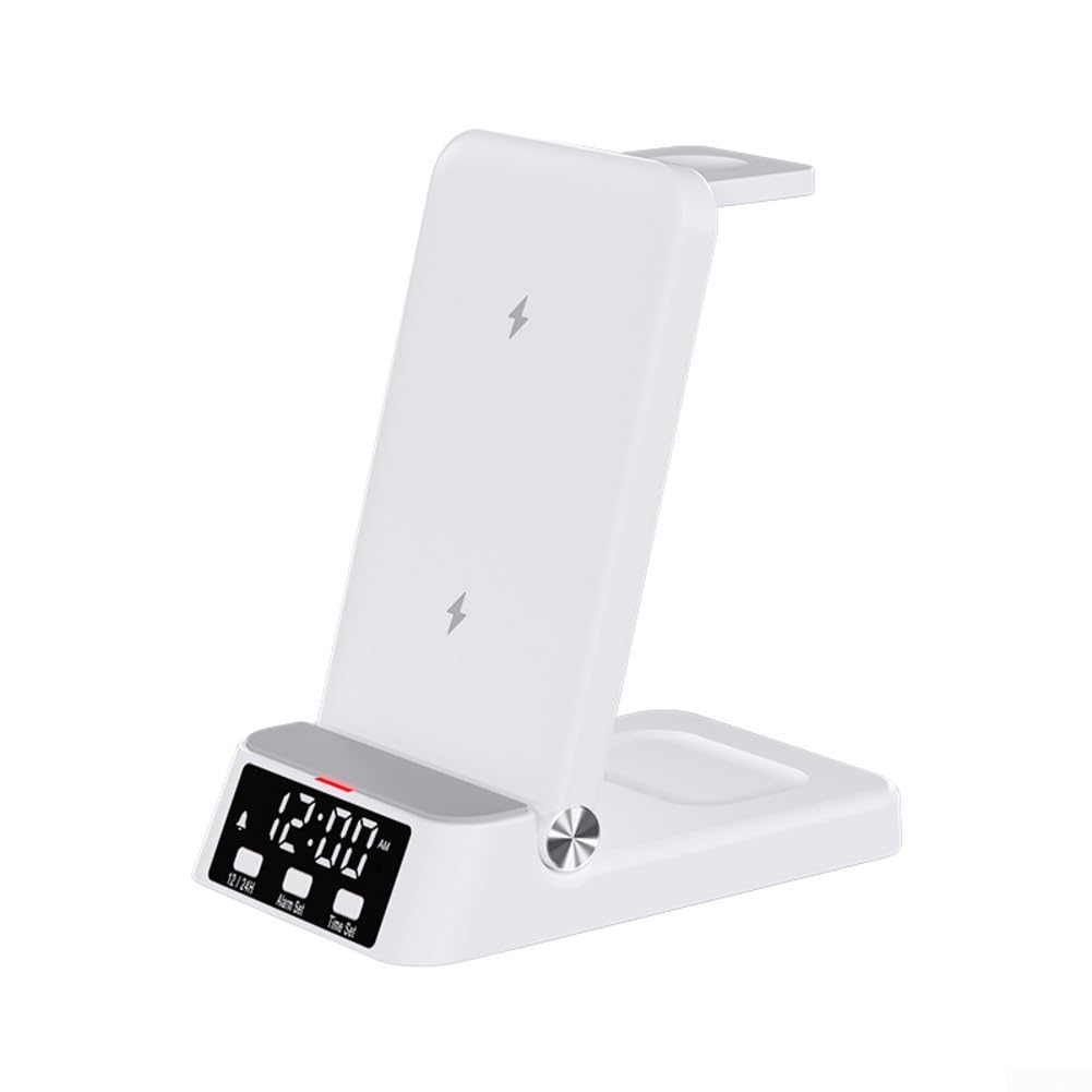 Caricatore Induttivo 3 in 1 per Samsung per galaxy S25 S24 per ultra Watch Buds, per stazione Ricarica Veloce con per sveglia Digitale, Supporto Magnetico da Scrivania Compatto(Black)