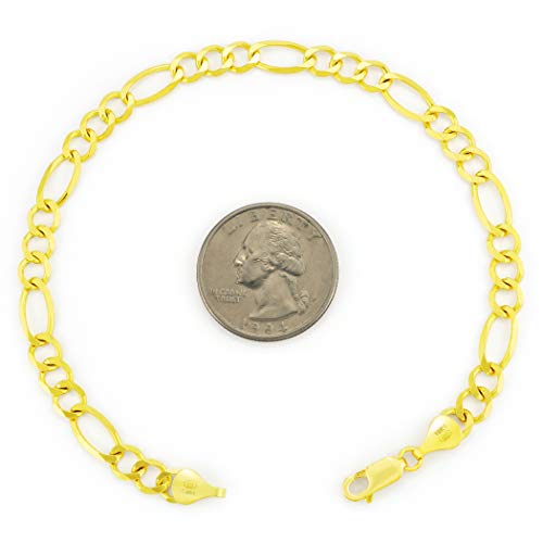 Nuragold 10k Yellow Gold 5.5mm Figaro Chain Link Bracelet, Mens Womens Jewelry Lobster Clasp 7" 7.5" 8" 8.5" 9" - Image 3