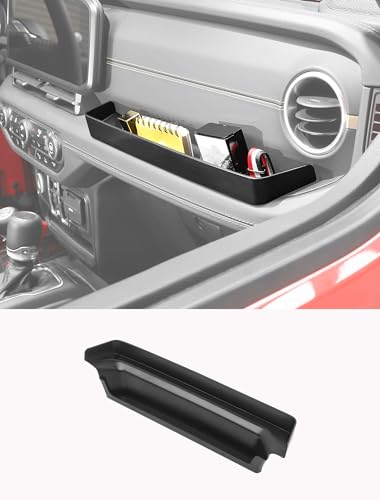 Savadicar Grab Bar Tray Compatible with 2024 2025 Jeep Wrangler JL JLU 4xe & Gladiator JT, Passenger Side GrabTray Storage Organizer, Interior Accessories, Black