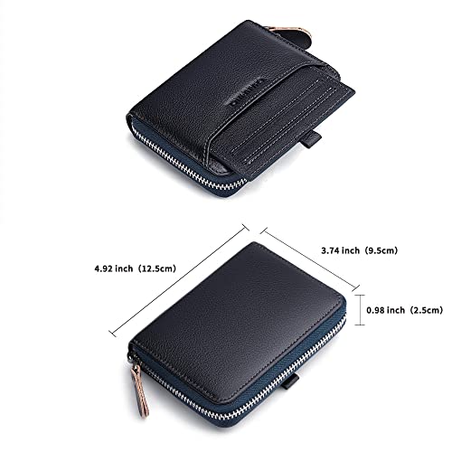 Mens Genuine Leather Zipper Wallet RFID Secure Large Capacity Multi-card Leather Wallets for Men and Extract card (Bluish grey)2