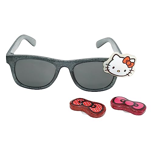 Kids Euroswan Lunettes de soleil Hello Kitty avec nœuds interchangeables, protection UV, accessoires d'été pour filles, personnages populaires de Disney à...