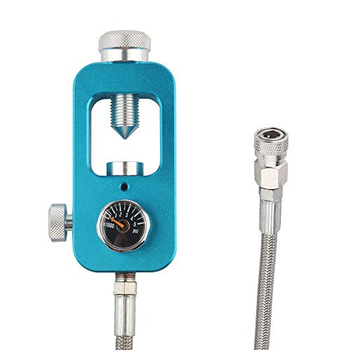 Hpdmc 4500Psi Yolk Fill Station For Hpa Tanks - High Pressure Gauge - Aluminum Alloy Refill Adapter - 36In Teflon Hose - Din Valve For Pcp Paintball Tank Charging System (Blue) #TOP3