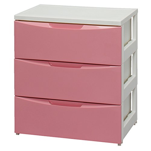 アイリスオーヤマ チェスト 3段 幅55×奥行41×高さ61.5cm ホワイト / ピンク 白 プラスチック COD-553