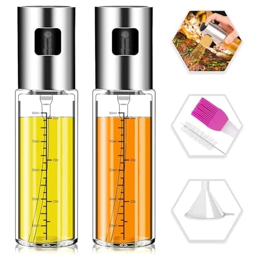 NORBASE Oil Sprayer for Cooking, 2 Pack Upgraded Olive Oil Spray Bottle Mister Refillable with Scale Air Fryer Accessories for Kitchen, Salad, Baking, BBQ, Frying
