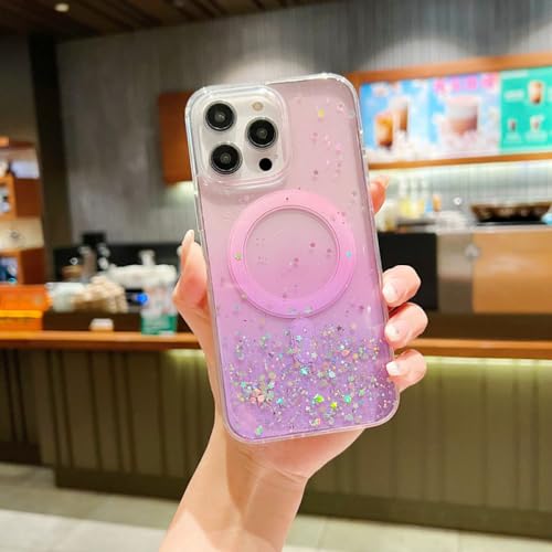 Coque de luxe pour iPhone 14 Pro Max étui de protection pailleté violet haut de gamme