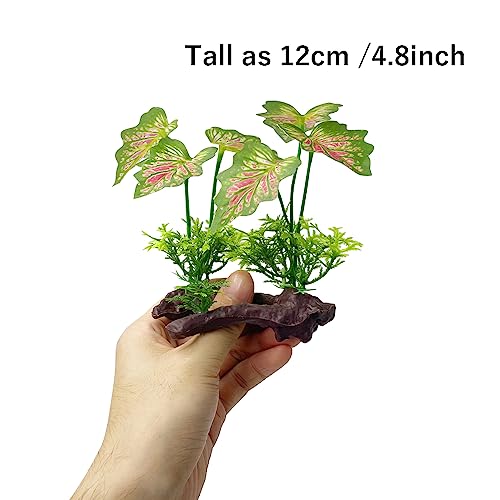 Image of Aquarium Plant Fish Tank Decoration Small Plastic Artificial Plant Goldfish Fish Hide (Rainforest Leafs-Pink-Small-Set)
