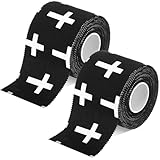 TrelaCo 2 Pcs Wrist Tape Baseball Cross Athletic 2in x 23ft Cotton Cross Wrist Tape Serrated Edges for Fingers Ankles Injury Wrap, Football Baseball Hockey Soccer (Black)