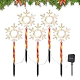 Solar Wegeleuchten Außen - 5 Stück Weihnachten Solar Schneeflocke...